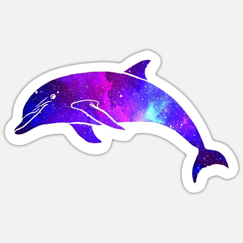 Dolphin Space Galaxy - Sticker size S (10 x 10 cm) - white matte
