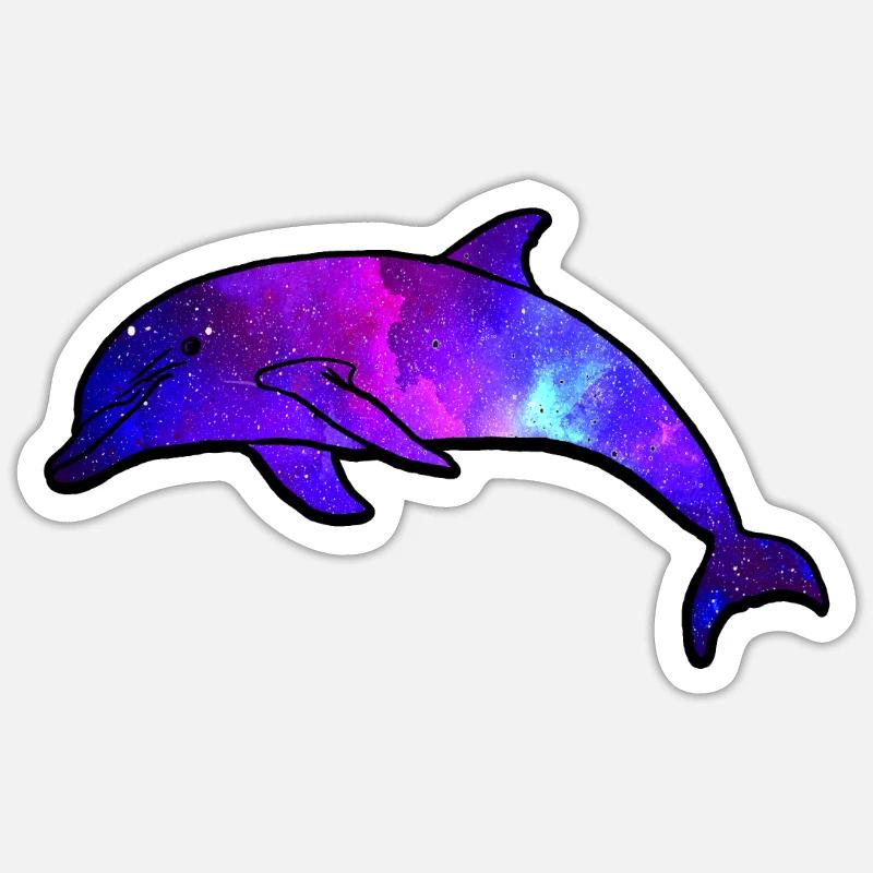Dolphin Space Galaxy - Sticker Größe S (10 x 10 cm) - Mattweiß
