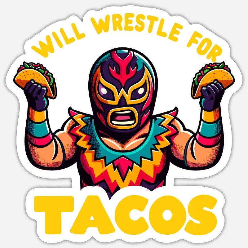 Mexikanischer Ringkampf Ringer Lucha Libre Taco Sticker Größe S (10 x 10 cm)