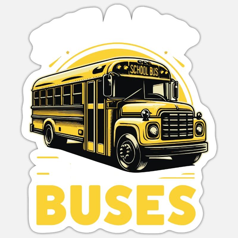 Chauffeur d’autobus Autobus scolaire - Sticker taille S (10 x 10 cm) - blanc mat