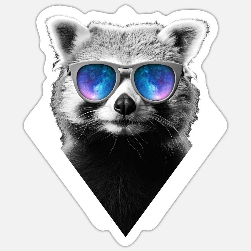 Red Panda Space Glasses Galaxy Sunglasses Meme - Sticker Größe S (10 x 10 cm) - Mattweiß
