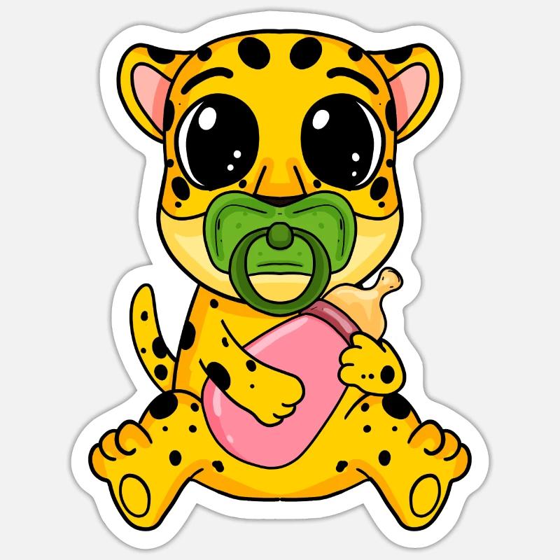 Motif de bébé guépard - Sticker taille S (10 x 10 cm) - blanc mat