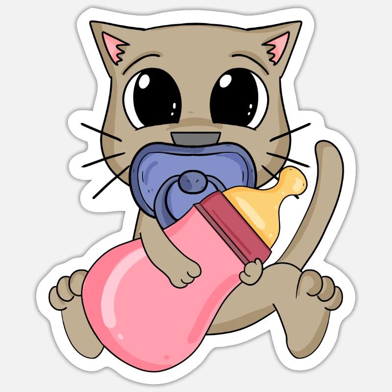 Motif de bébé chat - Sticker taille S (10 x 10 cm) - blanc mat