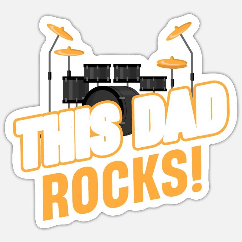 This daddy rocks! Funny drumming band, Sticker size S (10 x 10 cm)