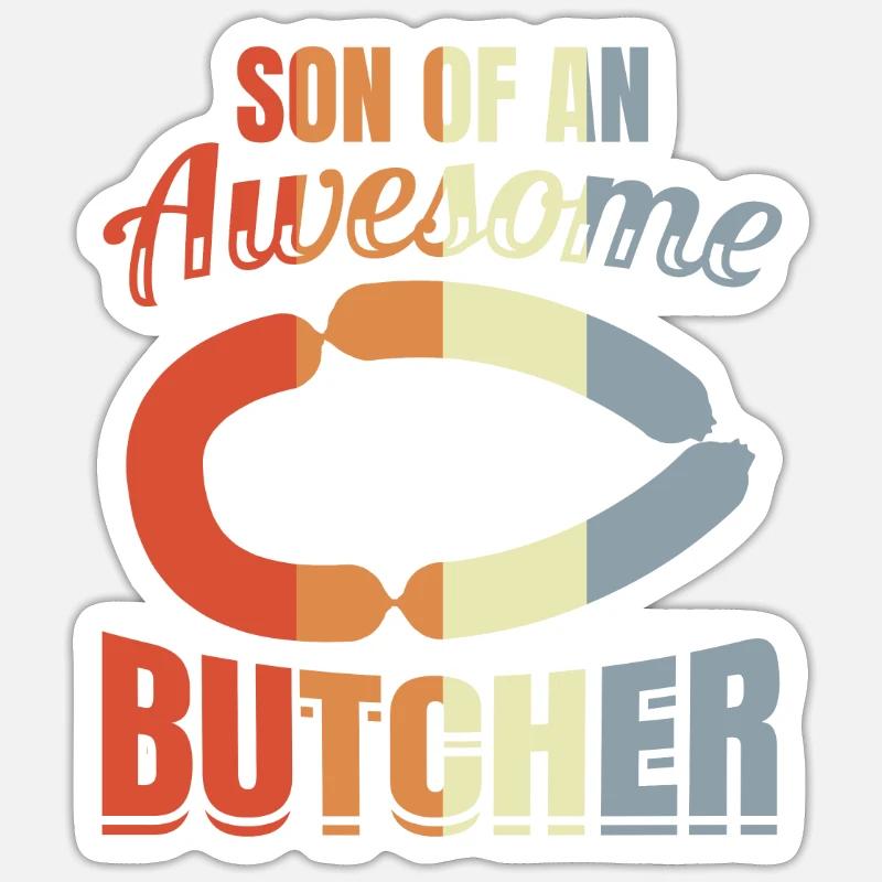 Fils de boucher - Sticker taille S (10 x 10 cm) - blanc mat