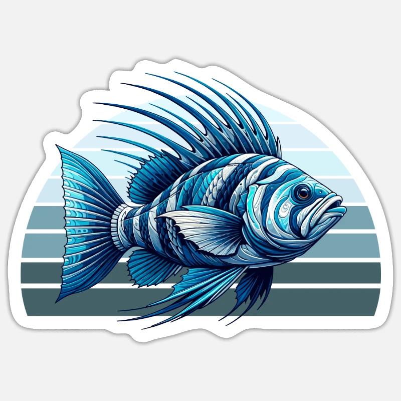 Poisson Coq Fish Catcher Pêcheur Pêcheur Pêche - Sticker taille S (10 x 10 cm) - blanc mat