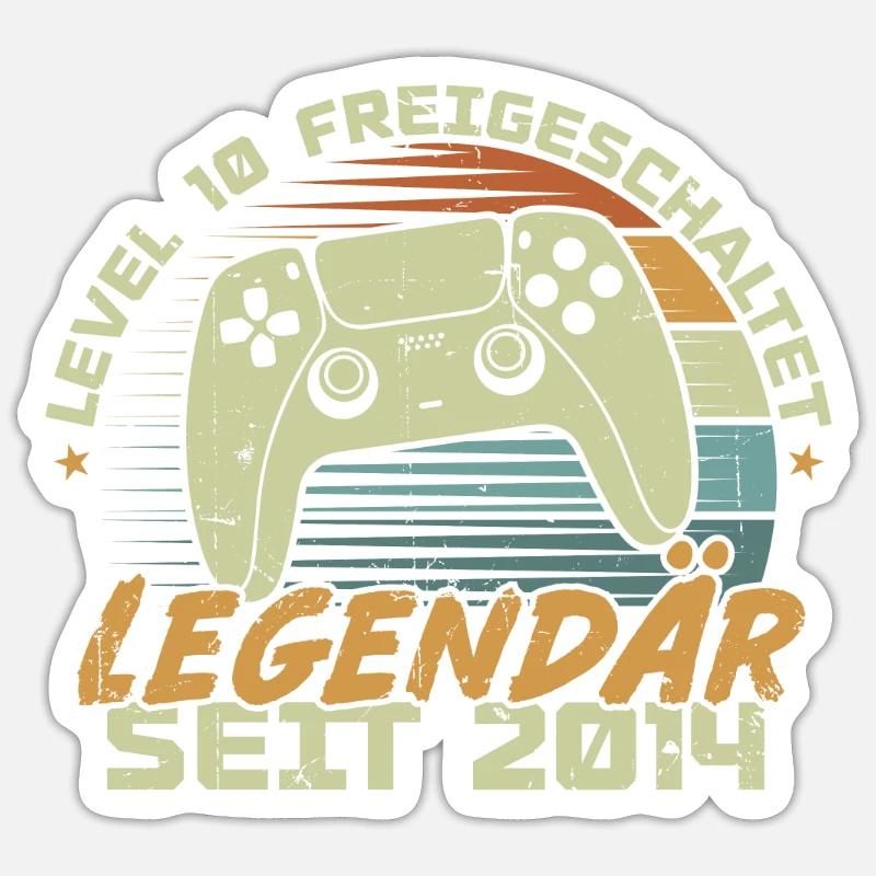 Level 10 freigeschaltet 2014, Geburtstagsgeschenk - Sticker Größe S (10 x 10 cm) - Mattweiß