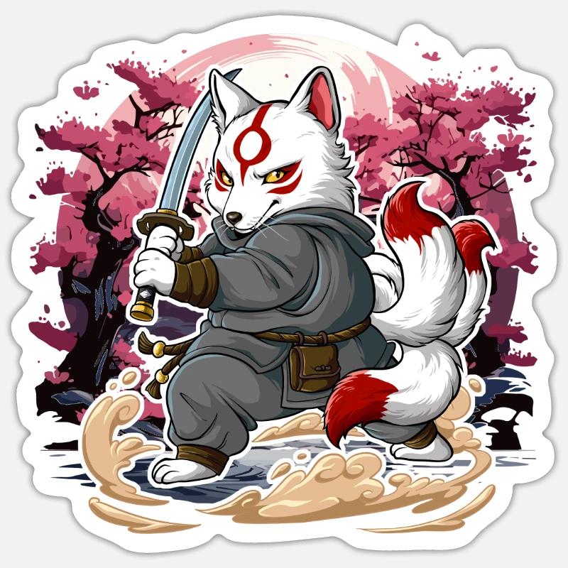 Samurai Kitsune Sticker Größe S (10 x 10 cm)