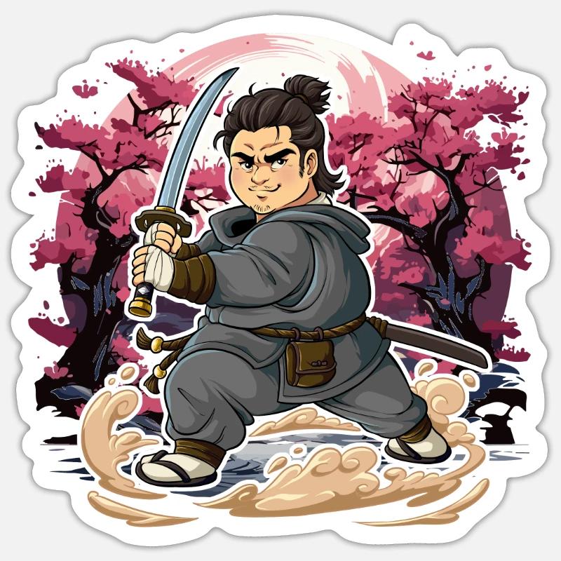 Hommes samouraïs - Sticker taille S (10 x 10 cm) - blanc mat