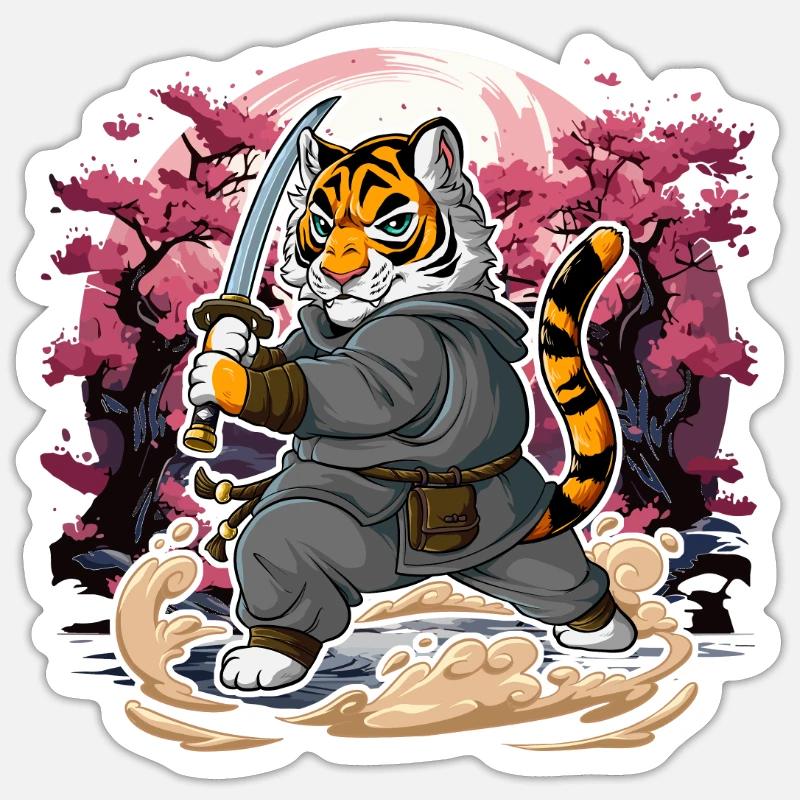 Samurai tiger Sticker size S (10 x 10 cm)