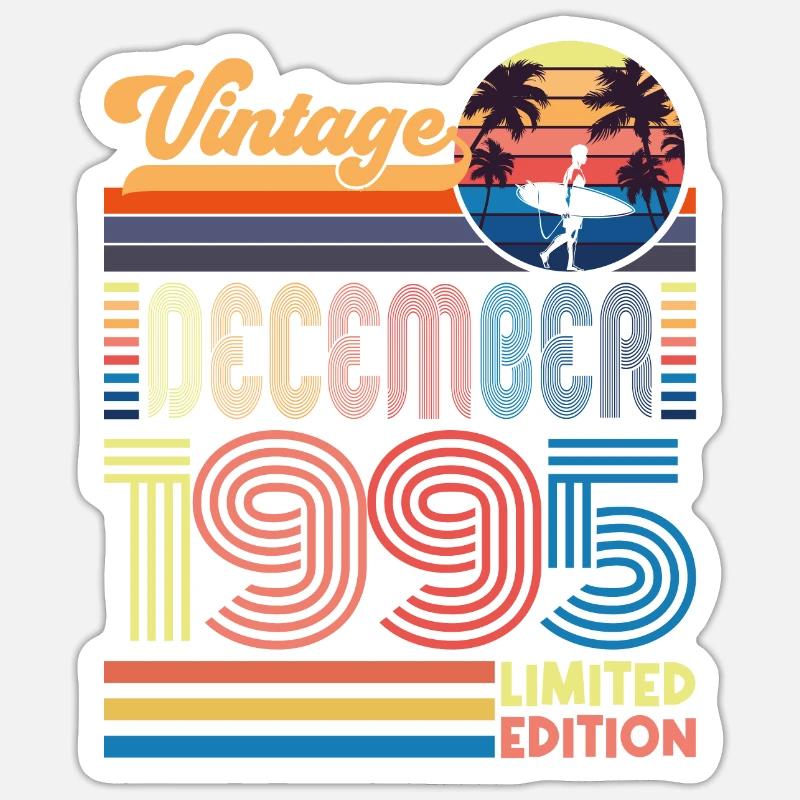 Geburtstag Dezember 1995. Geschenk Dezember 1995. - Sticker Größe S (10 x 10 cm) - Mattweiß