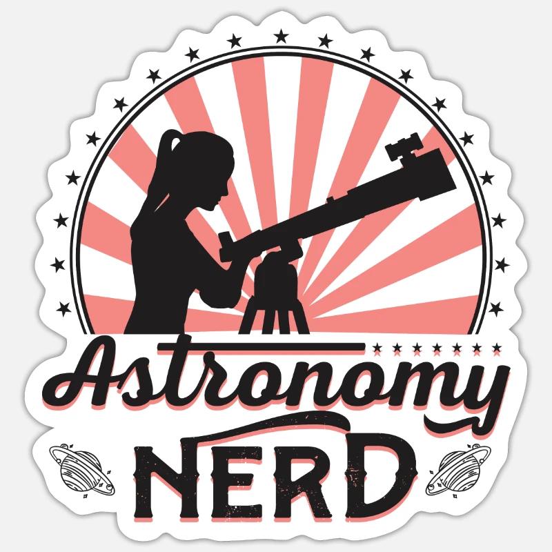 Nerd de l’astronomie - Sticker taille S (10 x 10 cm) - blanc mat