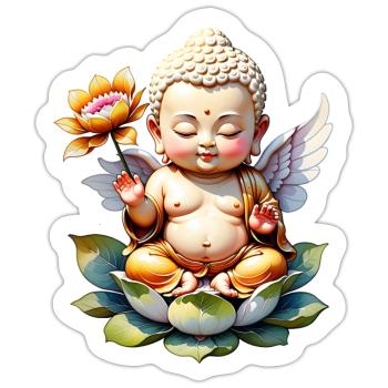 Baby Buddha - meditation yoga relaxation - Sticker size S (10 x 10 cm) - white matte - Front