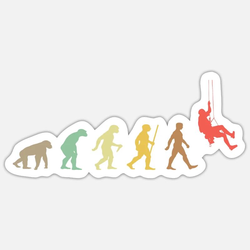 Climbing Retro Rock Climbing Evolution Climber - Sticker taille S (10 x 10 cm) - blanc mat