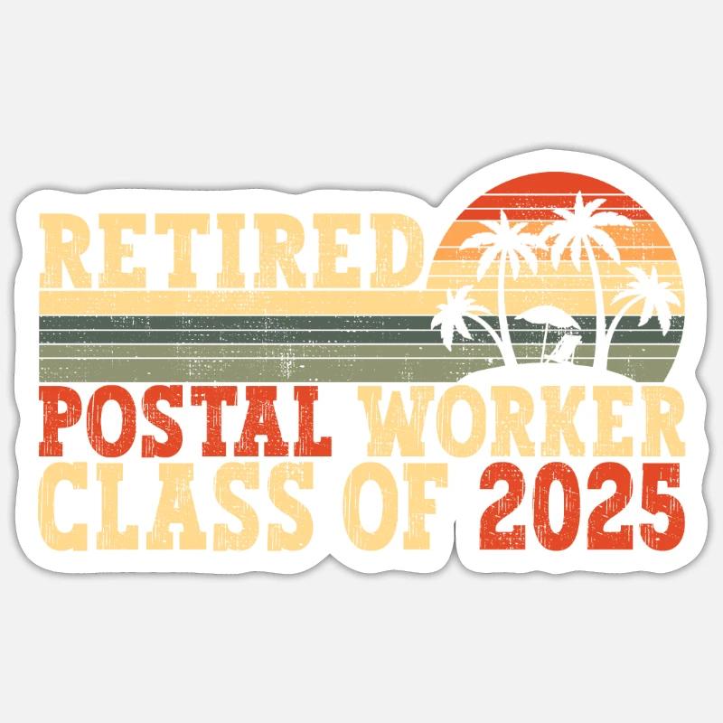 Retired Postal Worker Class Of 2025 - Sticker Größe S (10 x 10 cm) - Mattweiß