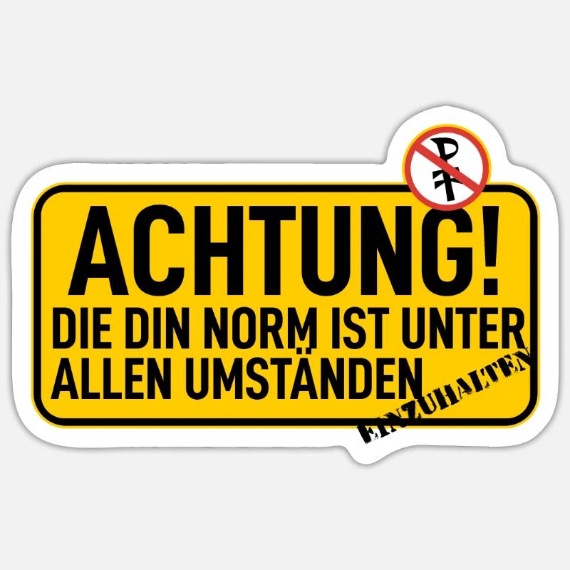 Attention : Réglementation conforme à la norme DIN Sticker taille S (10 x 10 cm)