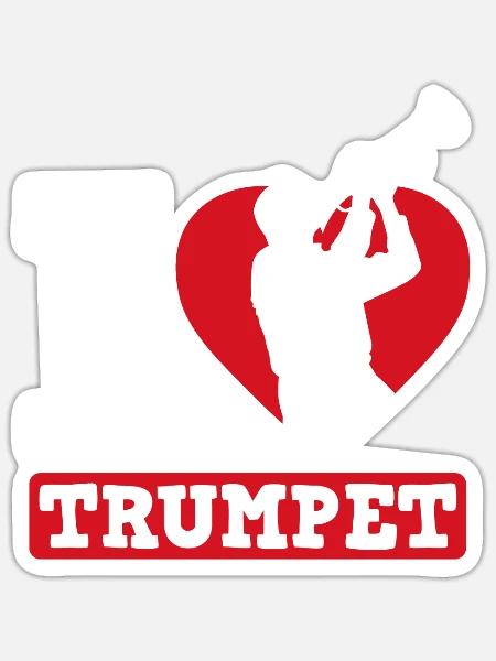 Trompete Trompeter Trompeten Spieler - Sticker Größe S (10 x 10 cm) - Mattweiß