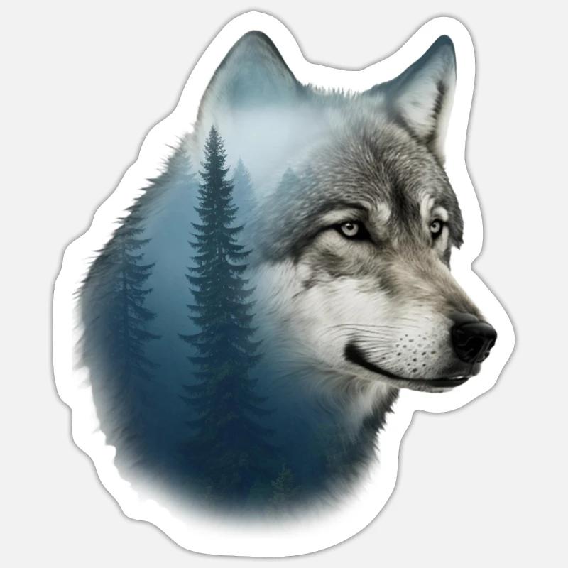 Wolf - Sticker Größe S (10 x 10 cm) - Mattweiß