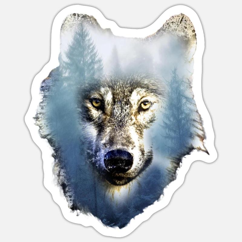 Wolf - Sticker Größe S (10 x 10 cm) - Mattweiß