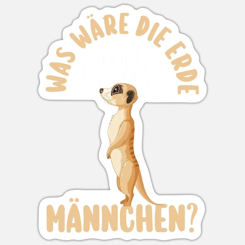 Erdmännchen - Sticker Größe S (10 x 10 cm) - Mattweiß