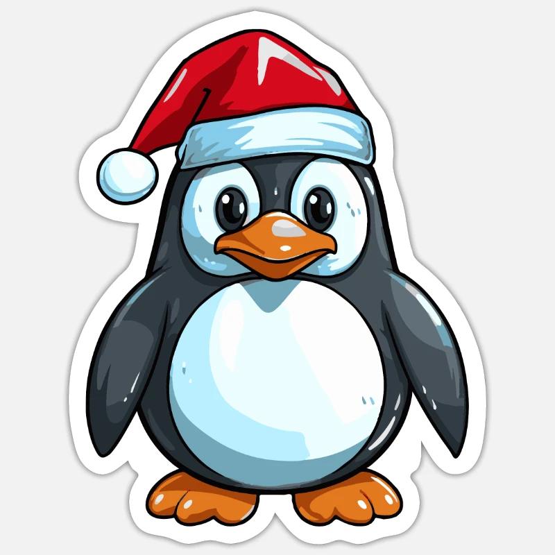 Pinguin Comic Weihnachten - Sticker Größe S (10 x 10 cm) - Mattweiß