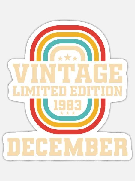 40. Geburtstag Dezember Jahrgang 1983 Vintage - Sticker Größe S (10 x 10 cm) - Mattweiß