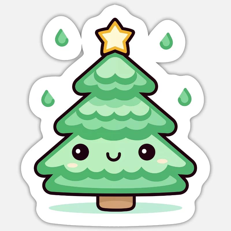 Weihnachtsbaum - Sticker Größe S (10 x 10 cm) - Mattweiß