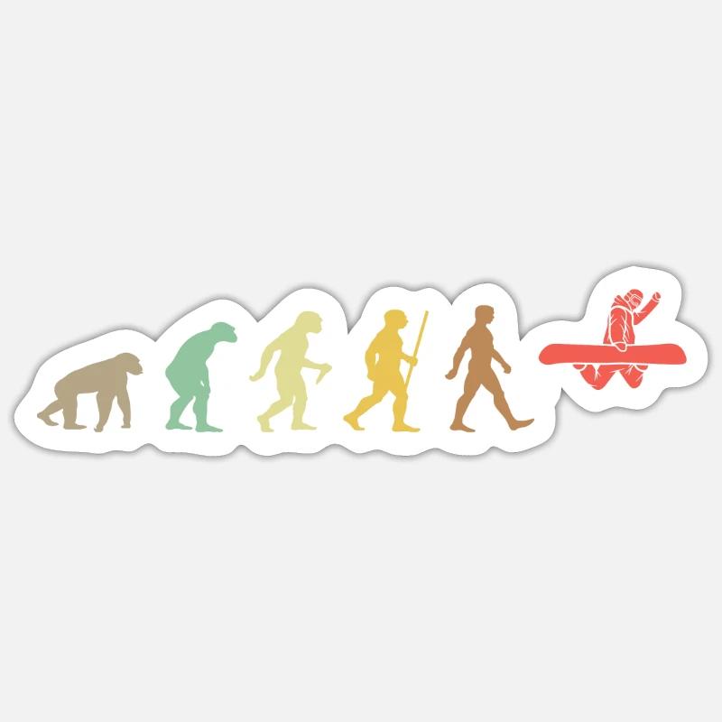 Snowboarding Retro Snowboard Evolution Snowboarder Sticker size S (10 x 10 cm)