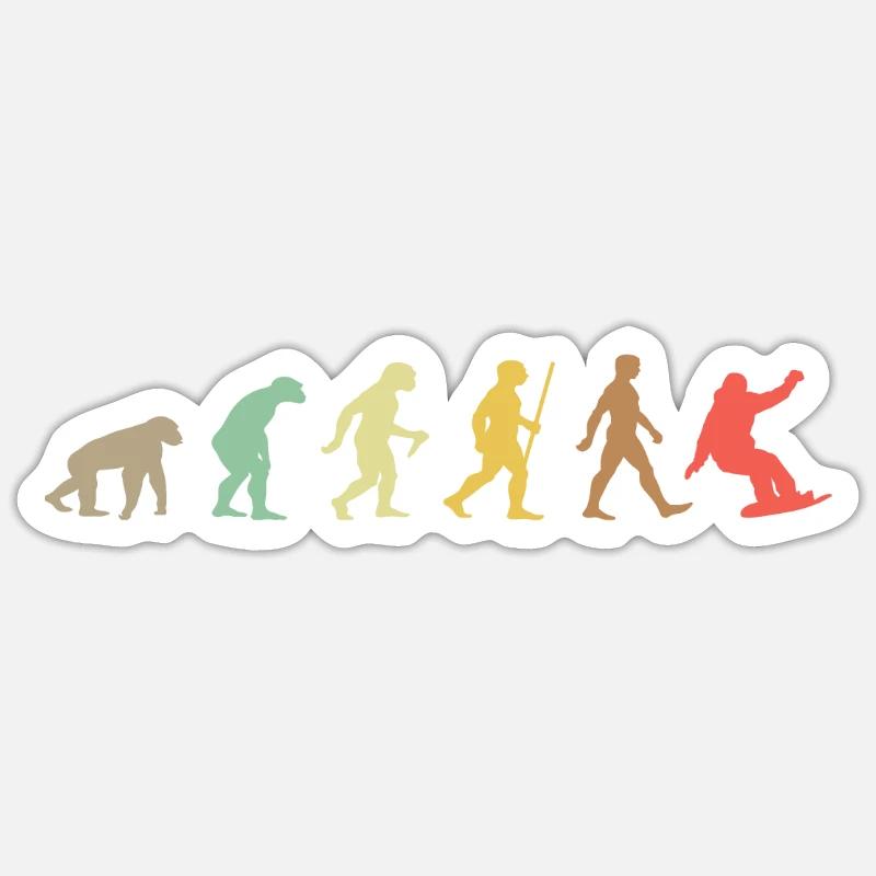 Snowboarding Retro Snowboard Evolution Snowboarder - Sticker taille S (10 x 10 cm) - blanc mat