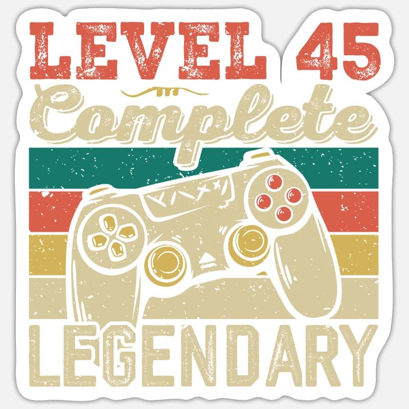 Level 45 Complete, 45th Birthday Gift Sticker size S (10 x 10 cm)