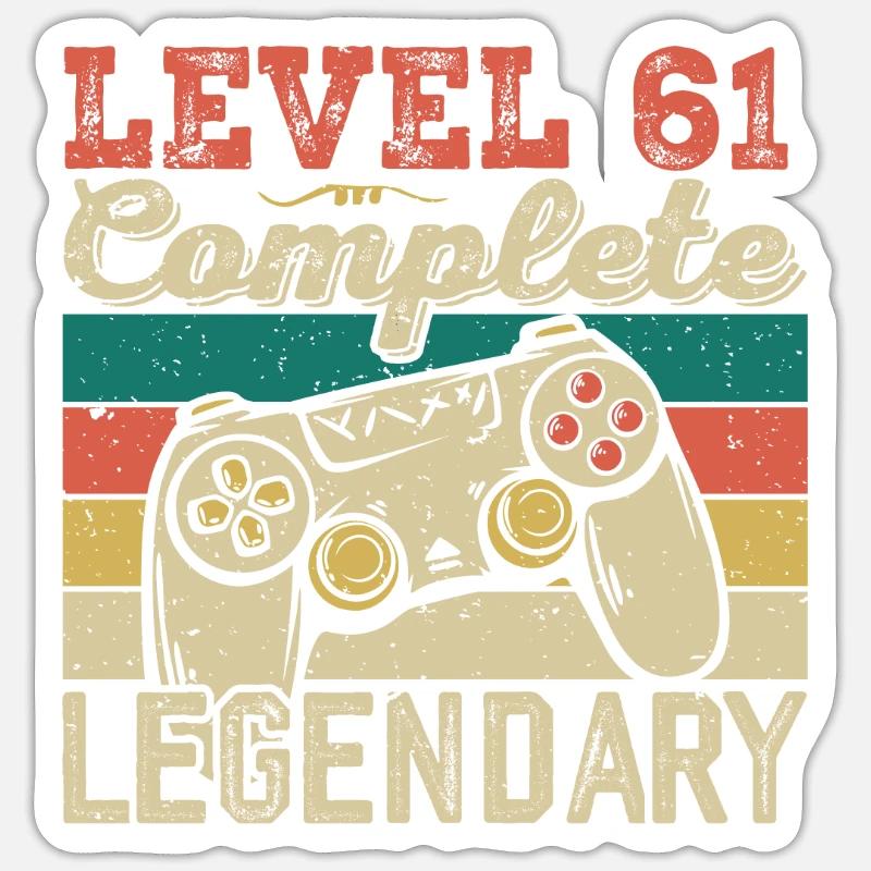 Level 61 Complete, 61 Birthday Gift Sticker size S (10 x 10 cm)