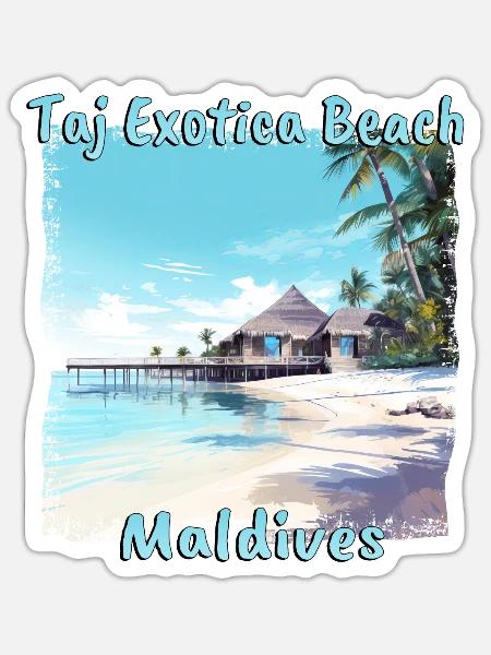 Taj Exotica Beach Maldives Urlaub Sunset - Sticker Größe S (10 x 10 cm) - Mattweiß