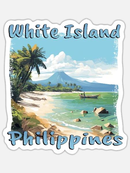 White Island Beach Philippinen Urlaub Strand - Sticker Größe S (10 x 10 cm) - Mattweiß
