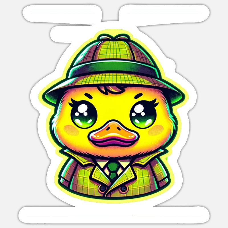 Détective Canard - Sticker taille S (10 x 10 cm) - blanc mat