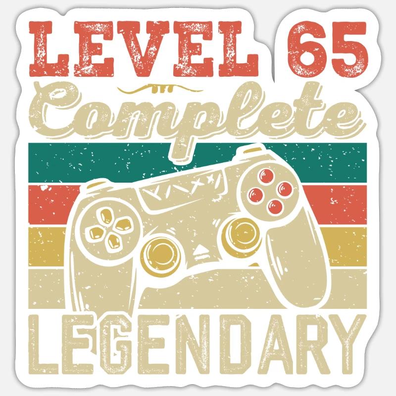 Level 65 Complete, 65th Birthday Gift Sticker size S (10 x 10 cm)