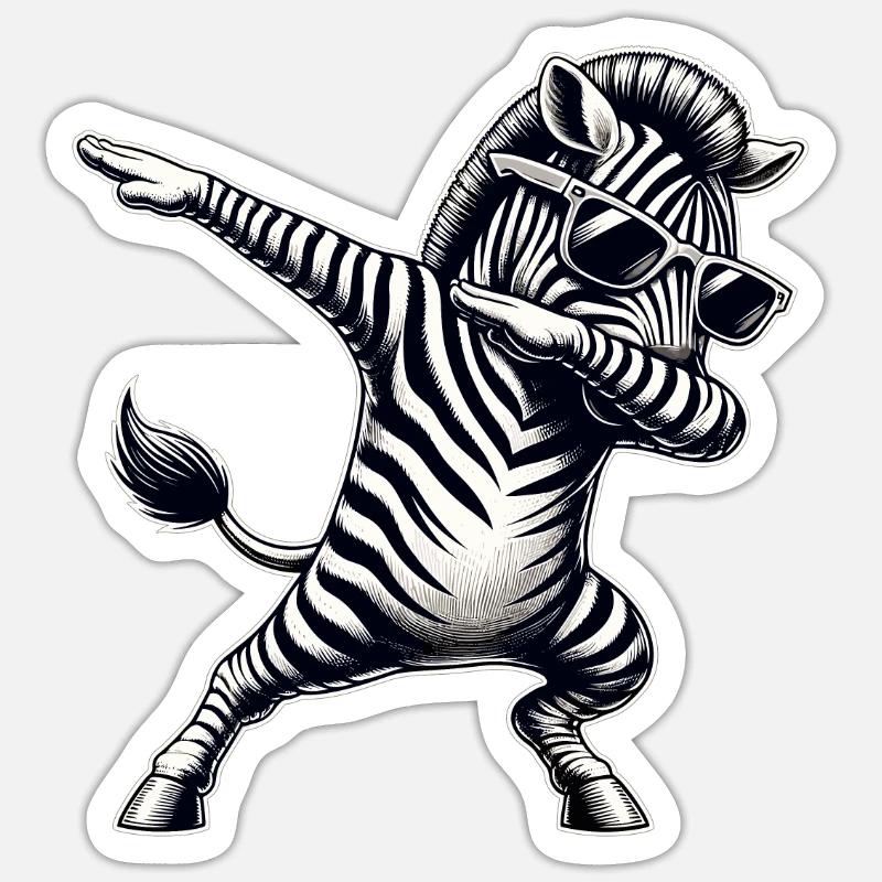 Cool Zebra Dabbing Dance Move Zebra Sticker size S (10 x 10 cm)