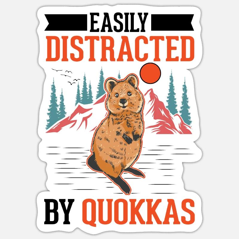 Easily distracted by Quokkas - Sticker Größe S (10 x 10 cm) - Mattweiß