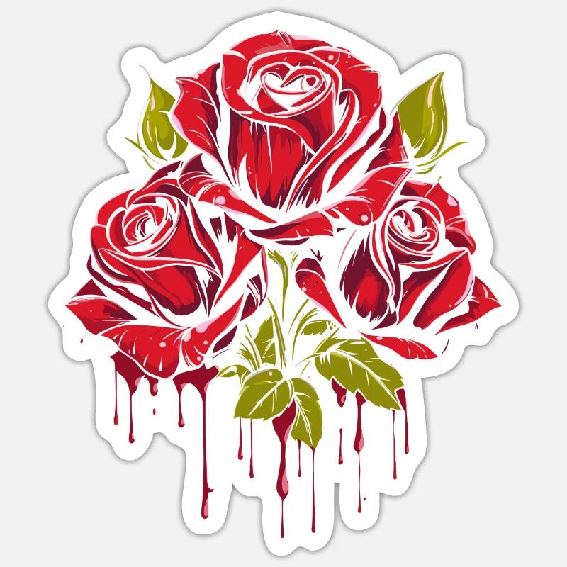 Red Rose Goth Cool - Sticker size S (10 x 10 cm) - white matte
