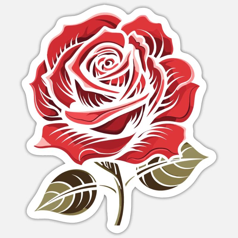 Rote Rose Goth Cool - Sticker Größe S (10 x 10 cm) - Mattweiß