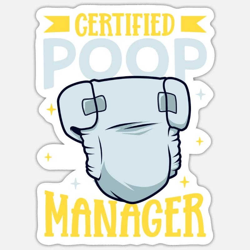 Certified Kaka Manager - Diaper Changes - Sticker size S (10 x 10 cm) - white matte