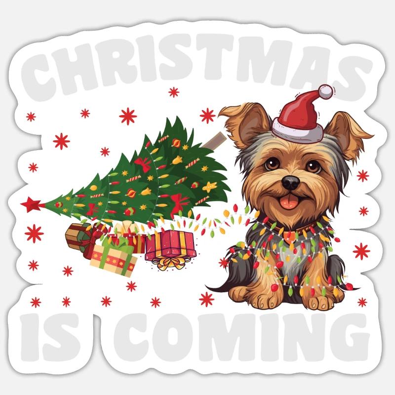 Christmas Is Coming Dog Version - Sticker size S (10 x 10 cm) - white matte