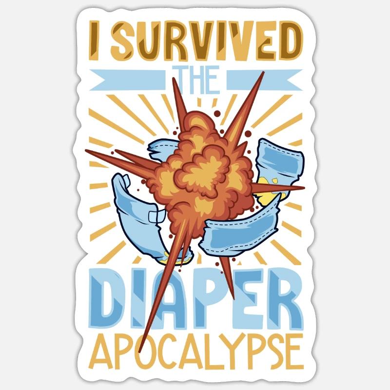 Windel Apokalypse Überlebender - Windelwechseln Sticker Größe S (10 x 10 cm)