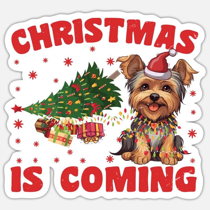 Christmas Is Coming Dog Version - Sticker Größe S (10 x 10 cm) - Mattweiß