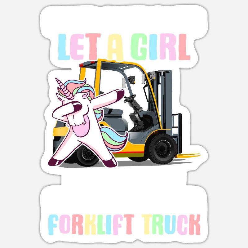 Gabelstaplerfahrer Mädchen Sticker Größe S (10 x 10 cm)