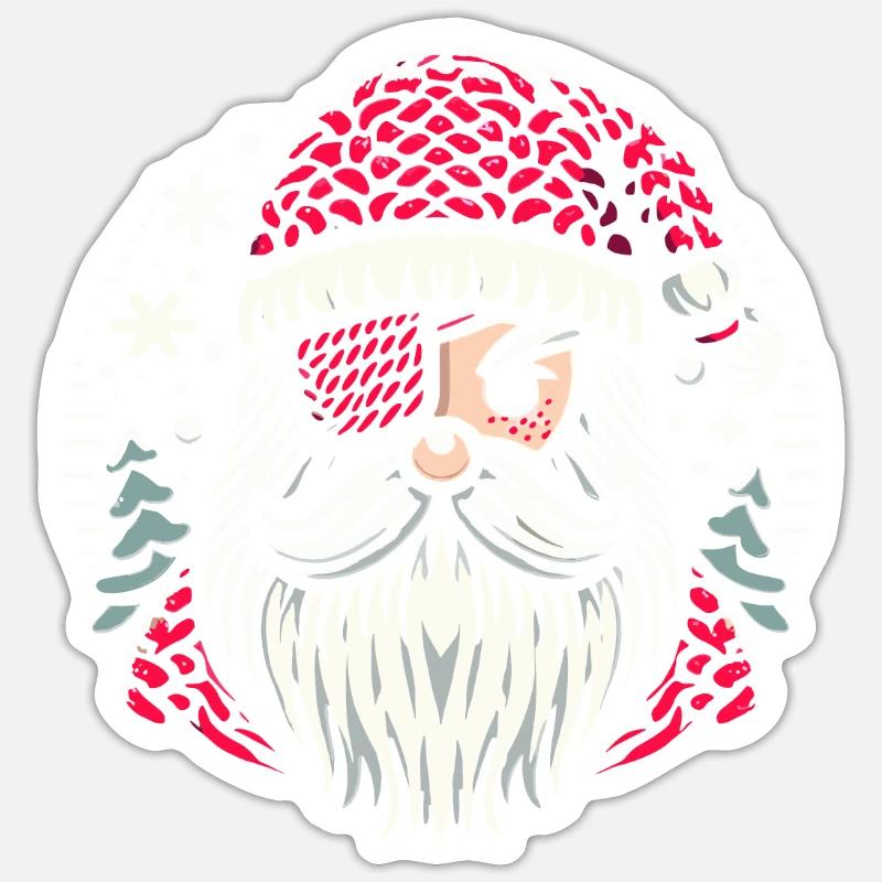 Weihnachtsmann Strickmuster mit Augenklappe Sticker Größe S (10 x 10 cm)