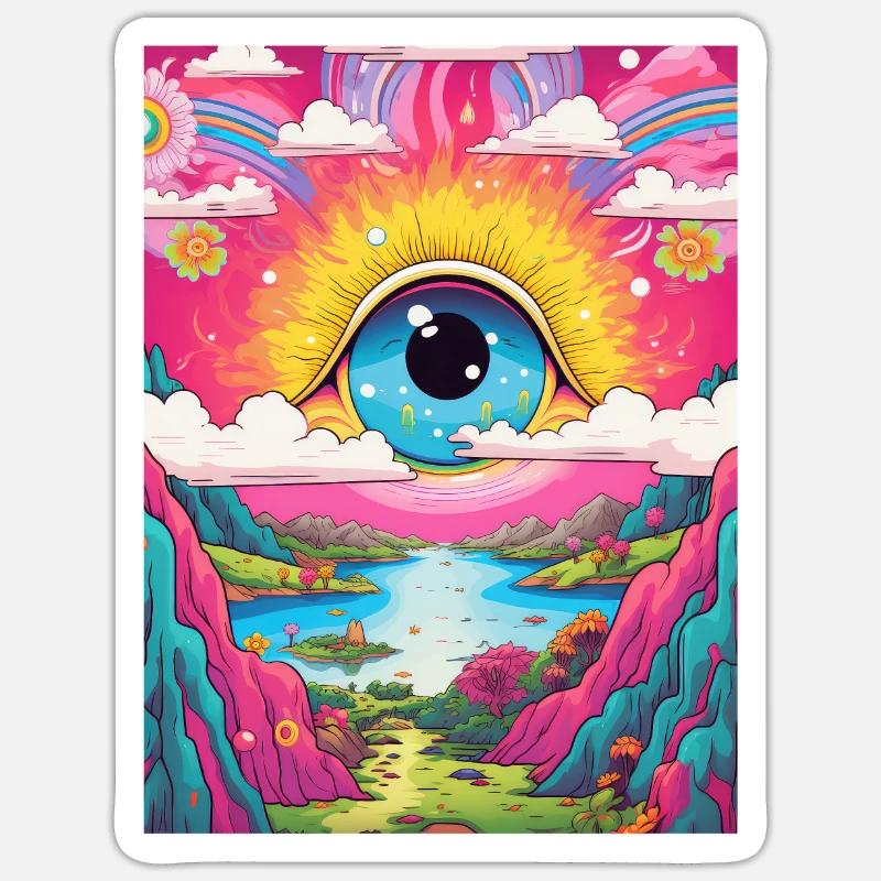 Psychédélique Abstrait LSD Hippie Trippy Errance Sticker taille S (10 x 10 cm)