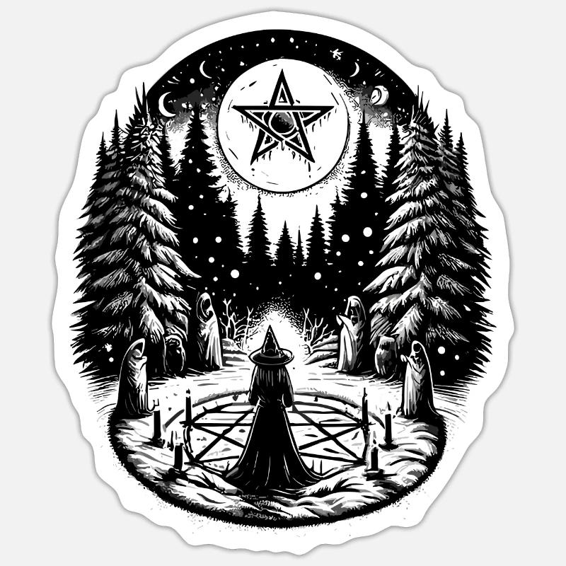 Witch's Winter Solstice Yule Celebration Sticker size S (10 x 10 cm)