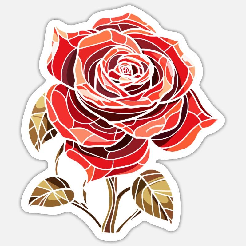 Rose Rouge Goth Cool - Sticker taille S (10 x 10 cm) - blanc mat