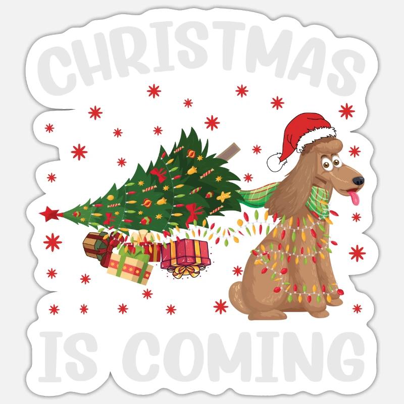 Noël arrive version chien - Sticker taille S (10 x 10 cm) - blanc mat