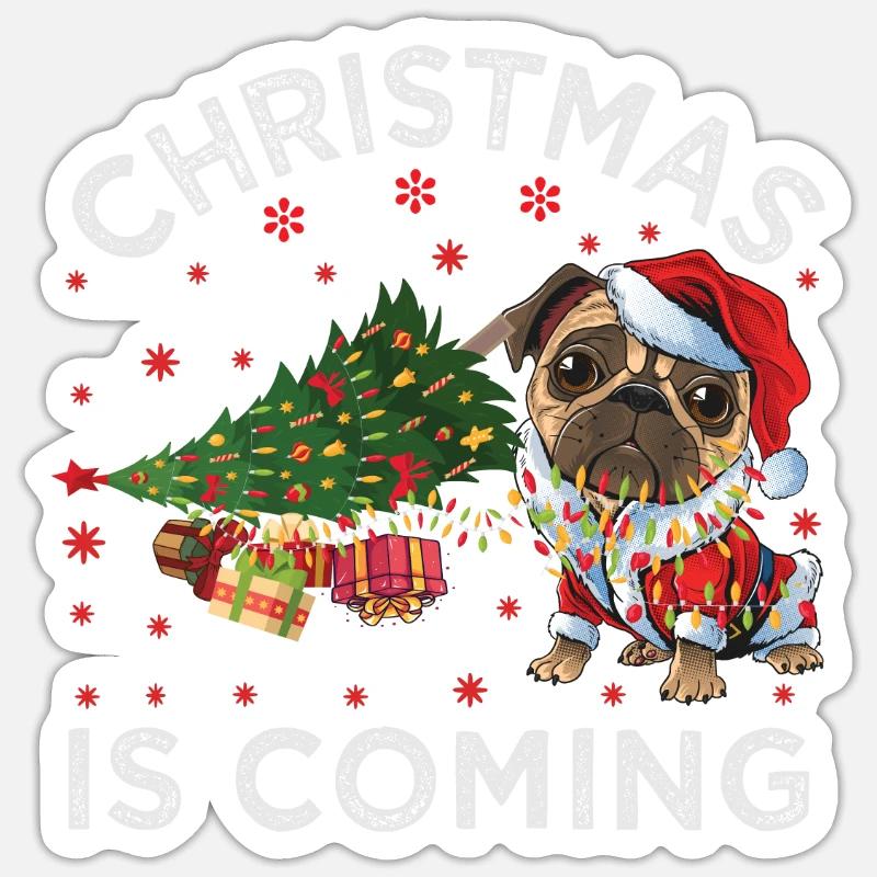 Noël arrive version chien Sticker taille S (10 x 10 cm)